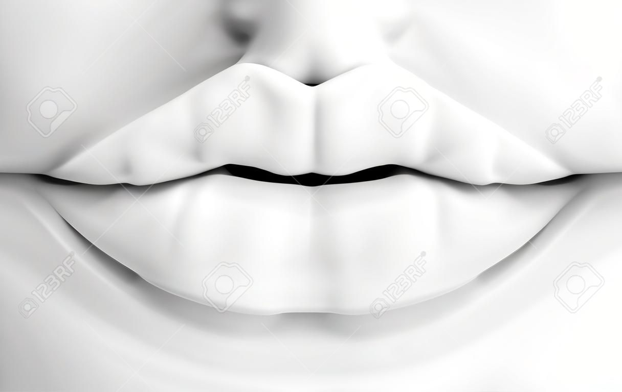 3D illustration of white abstract female lips