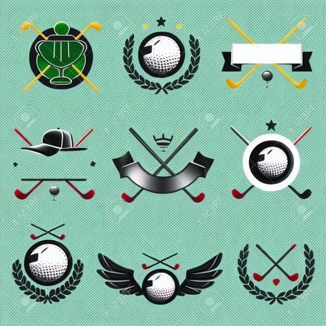 Etykiety golfowe i zestaw ikon. Wektor