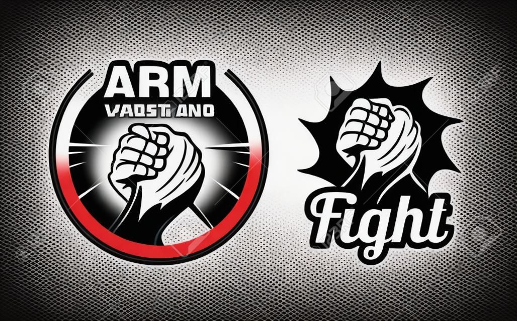 Arm wrestling logo vector illustration.