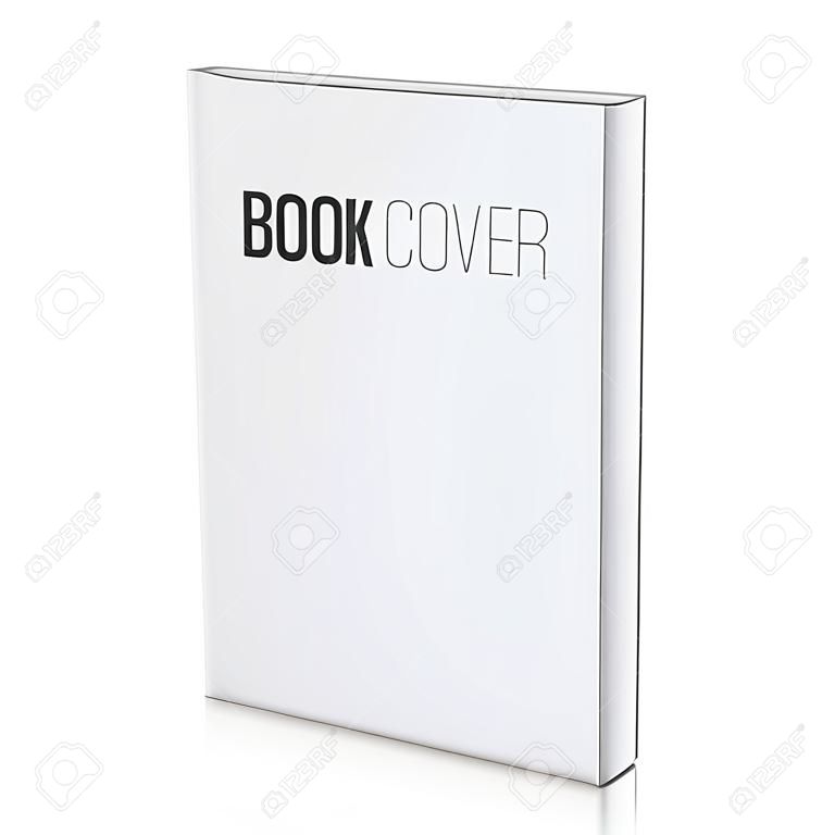 3d Book cover paperback page document template, blank isolated on white.