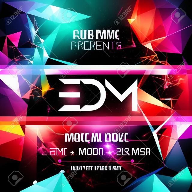 Modern EDM Music Party Template, Dance Party Flyer, brochure. Night Party Club Banner Poster