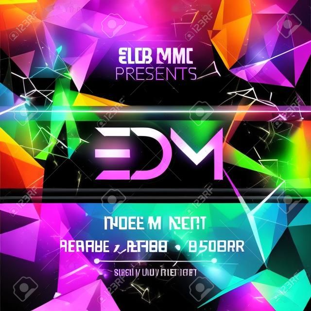 Modelo de festa de música moderna EDM, Dance Party Flyer, brochura. Cartaz de banner de clube de festa noturna