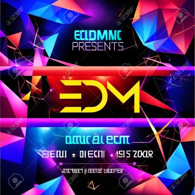 Modern EDM Zene Fél sablon, Dance Party Flyer, prospektus. Night Party Club Banner Poster