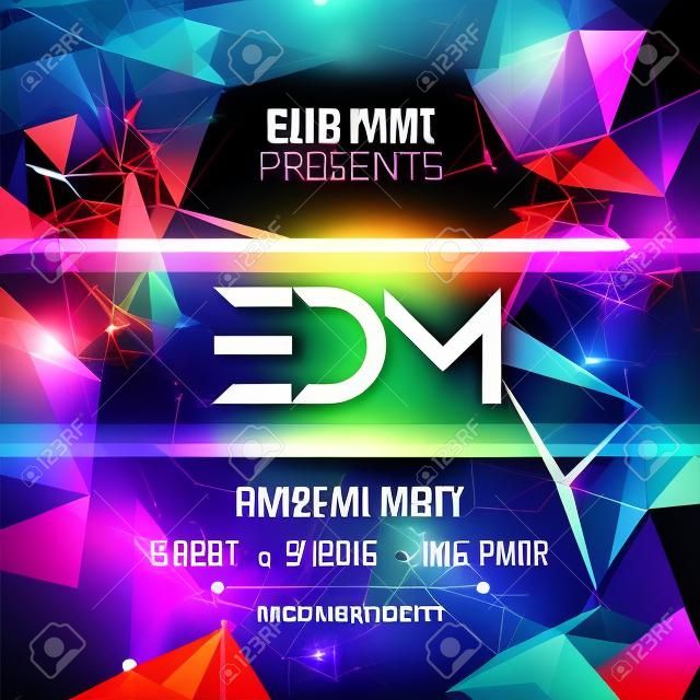 Modern EDM Music Party Template, Dance Party Flyer, brochure. Night Party Club Banner Poster