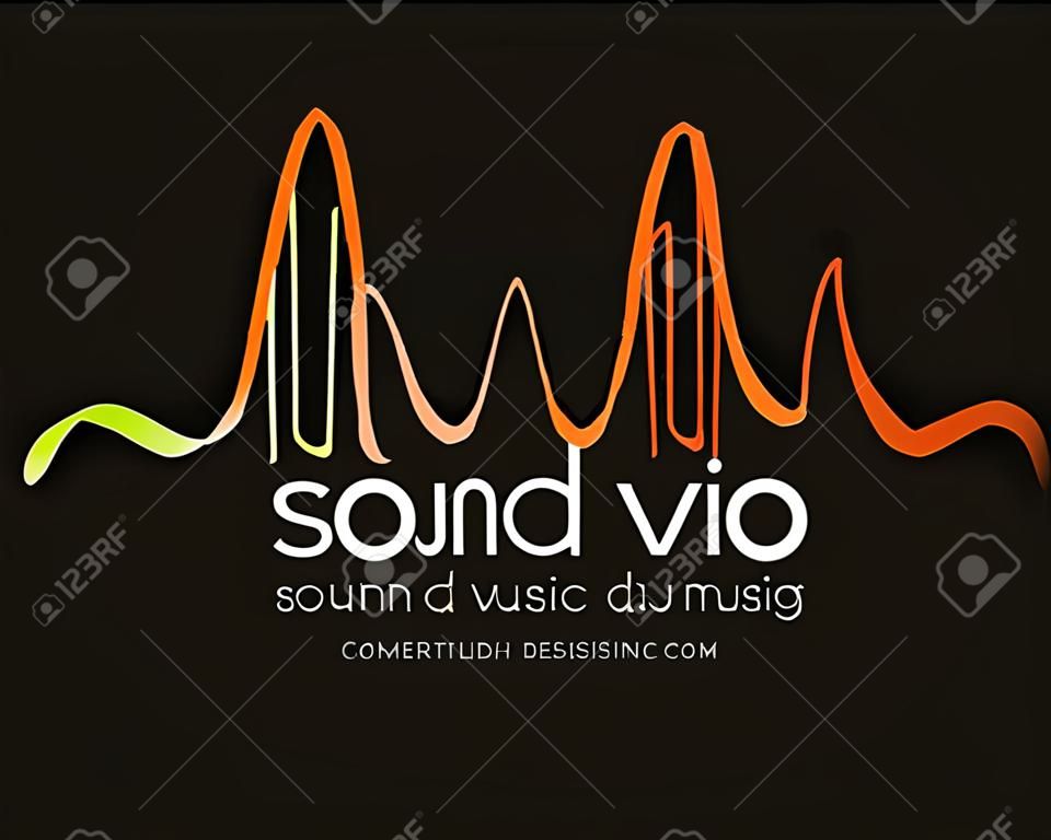 Logo ses dalgası, stüdyo müzik dj. Ses sistemi. Marka, marka bilinci oluşturma. Şirketin kurumsal kimliği veya logosu. Temiz ve modern stil tasarımı.