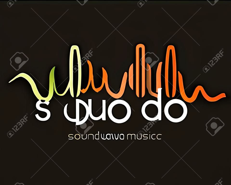 Logotipo de la onda de sonido, música de DJ del estudio. Sistema de audio. Marca, marcado en caliente. Compañía identidad corporativa o logotipo. diseño de estilo limpio y moderno.