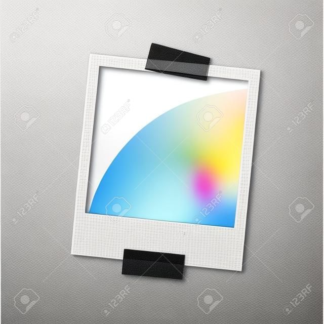 Photo frame modello polaroid sulla griglia trasparente. cornice isolato istante.