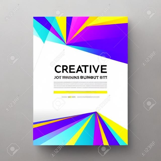 Business report design, flyer template, background with colorful lines. Brochure Cover flyer template mockup layout, vector.