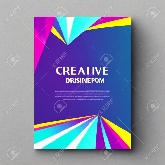 Business report design, flyer template, background with colorful lines. Brochure Cover flyer template mockup layout, vector.