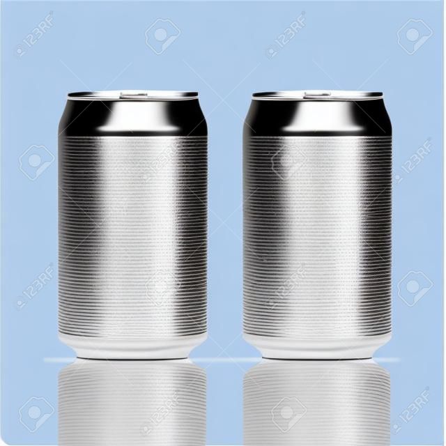 A bebida de alumínio pode modelar a embalagem em branco. Água molhada ou refrigerante de cerveja. Bebida de cola ou recipiente isolado de suco.