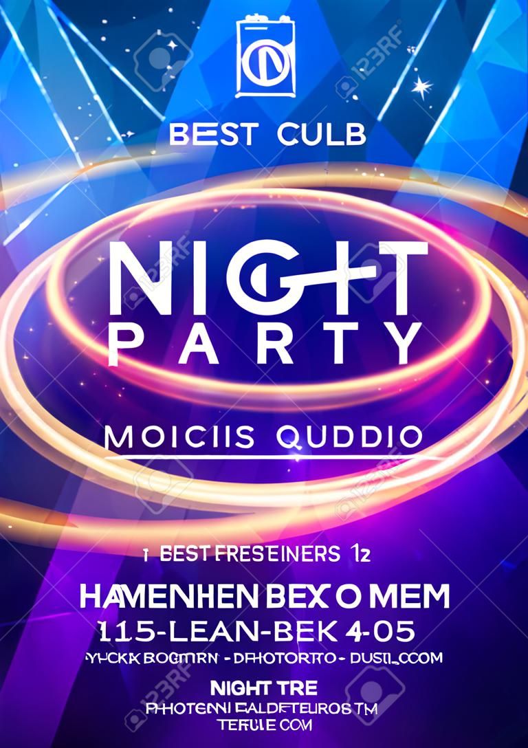 Night dance party muziek avond poster template.