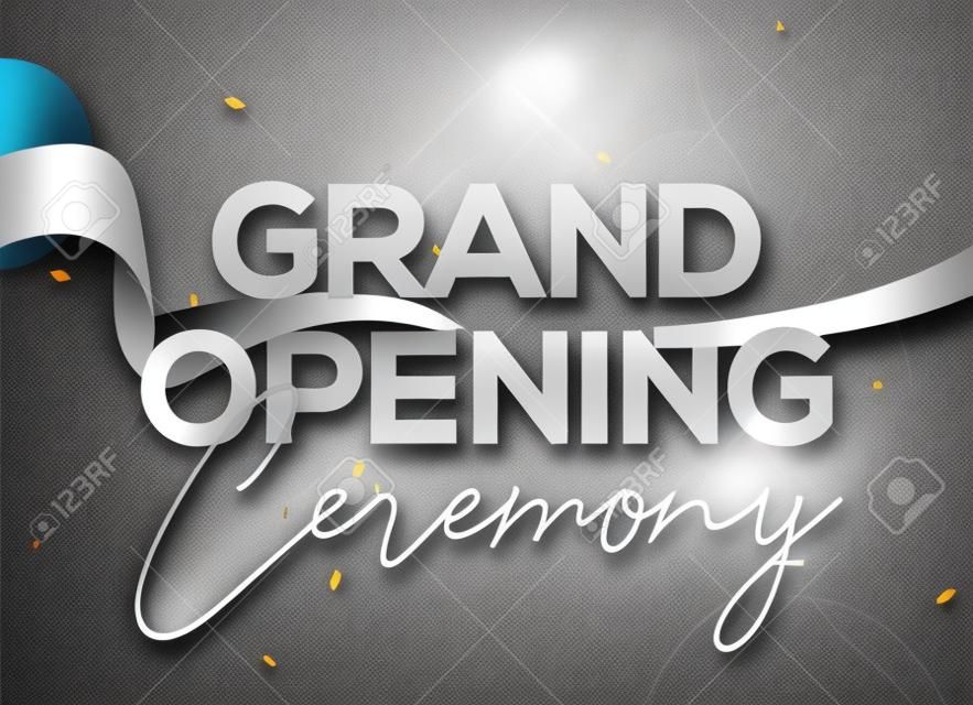 Grand Opening ceremony poster concept invitation. Grand opening event decoration party template.