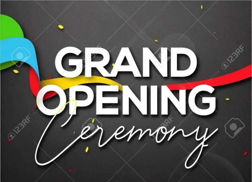 Grand Opening ceremony poster concept invitation. Grand opening event decoration party template.