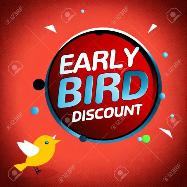 Early bird discount vector special offer sale icon. Early bird icon cartoon promo sign banner