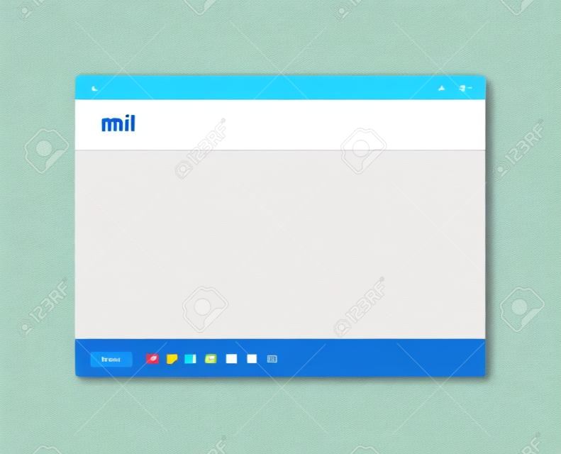Navigateur de fenêtre de maquette de courrier de modèle d'e-mail. Interface d'interface utilisateur de message de modèle gmail à écran vide
