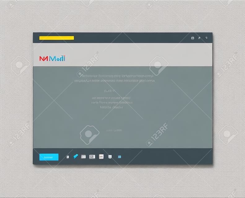 Navigateur de fenêtre de maquette de courrier de modèle d'e-mail. Interface d'interface utilisateur de message de modèle gmail à écran vide