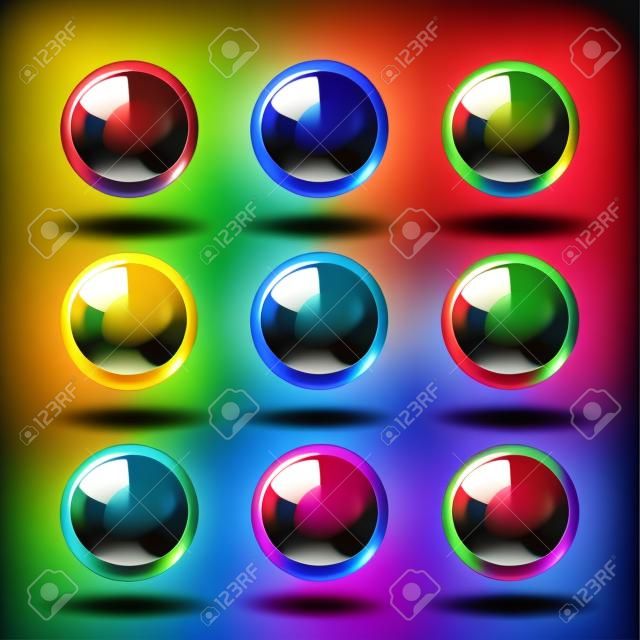 Rainbow 3d ball blue red sphere yellow vector isolated color circle bubble icon