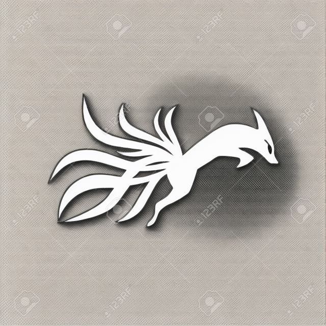 kilenc farok róka logó vektor ikon illusztráció