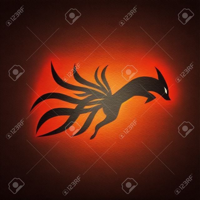 Ilustración de icono de vector de logotipo de zorro de nueve colas