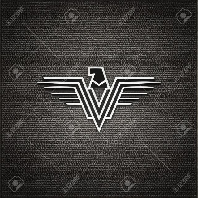 falcon eagle v letter wings logo vector icon line outline illustration