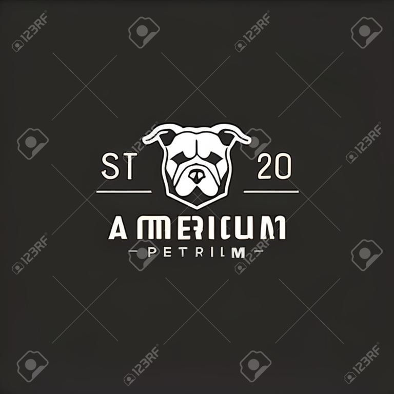 american pitbull terrier hipster vintage logo vector icon illustration