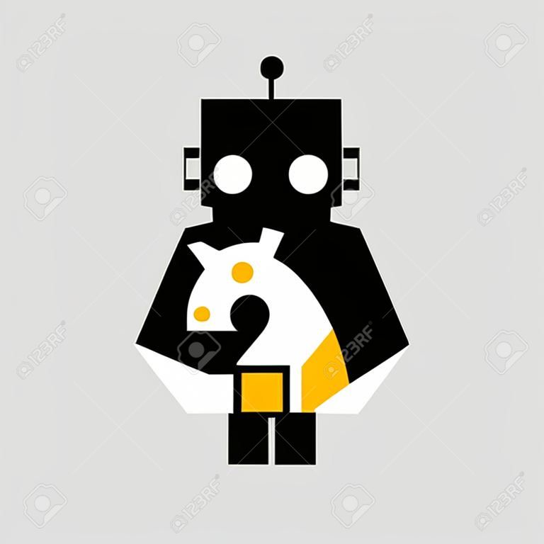 robô laboratório laboratório cyborg automático negativo espaço logotipo vector ícone ilustração