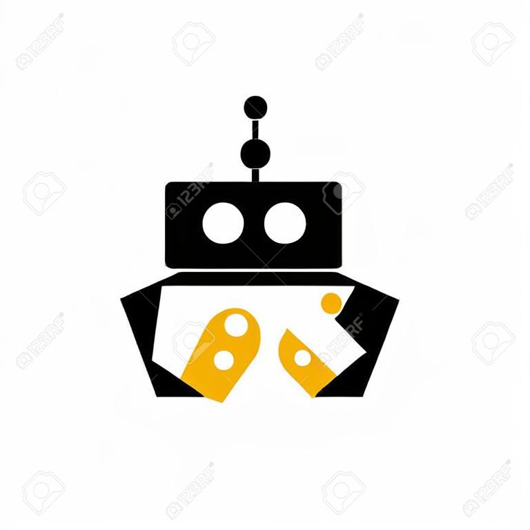 robô laboratório laboratório cyborg automático negativo espaço logotipo vector ícone ilustração