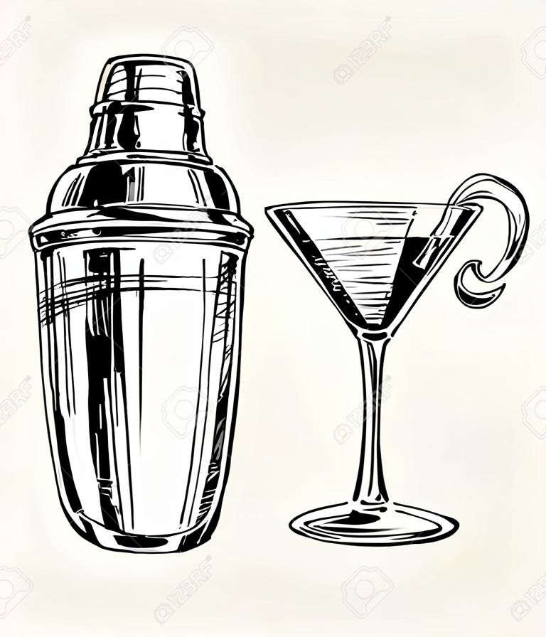 Croquis Cosmopolitan Cocktails et Shaker