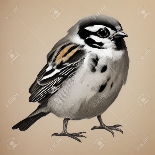 Bleistiftskizze Illustration des Vogels sparrow