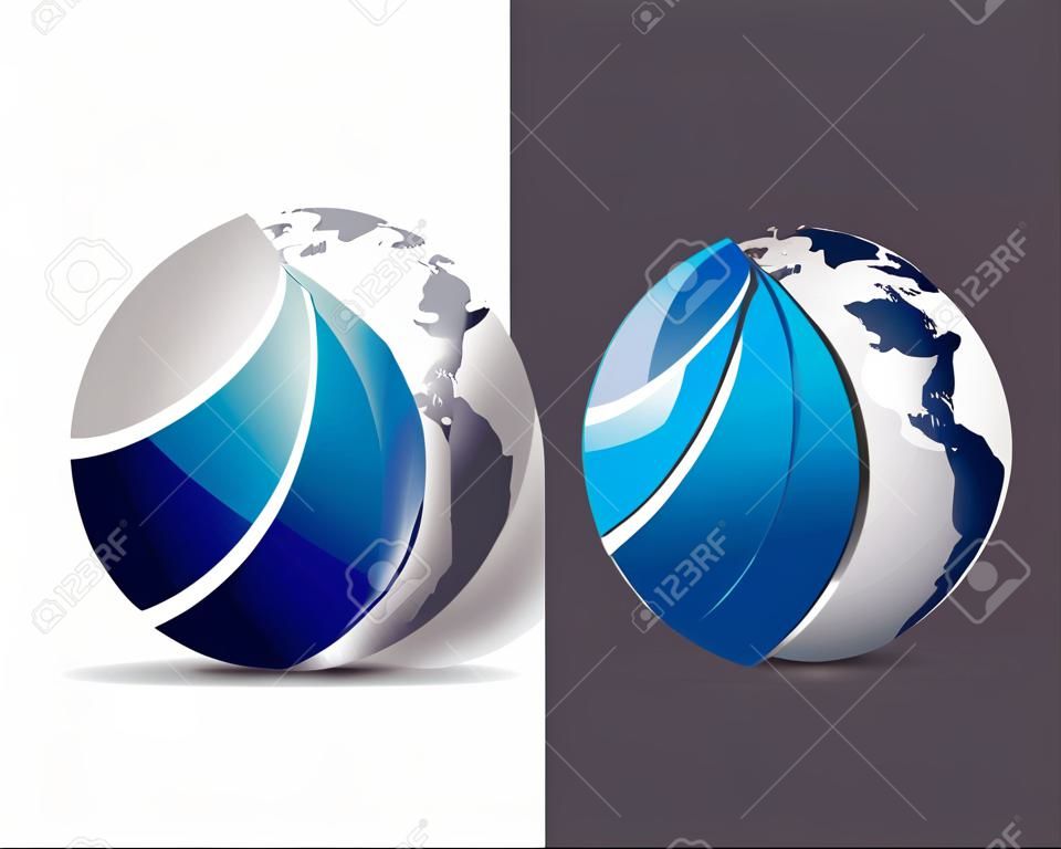 icône d'affaires abstrait avec globe terrestre sur fond blanc et noir