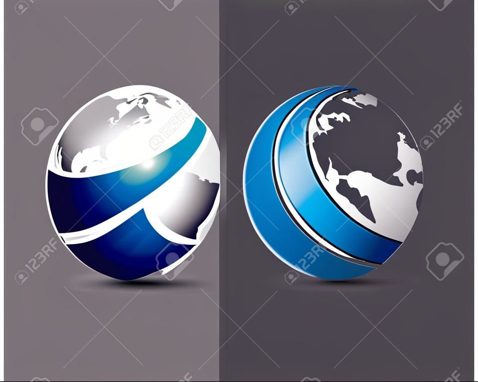 icône d'affaires abstrait avec globe terrestre sur fond blanc et noir
