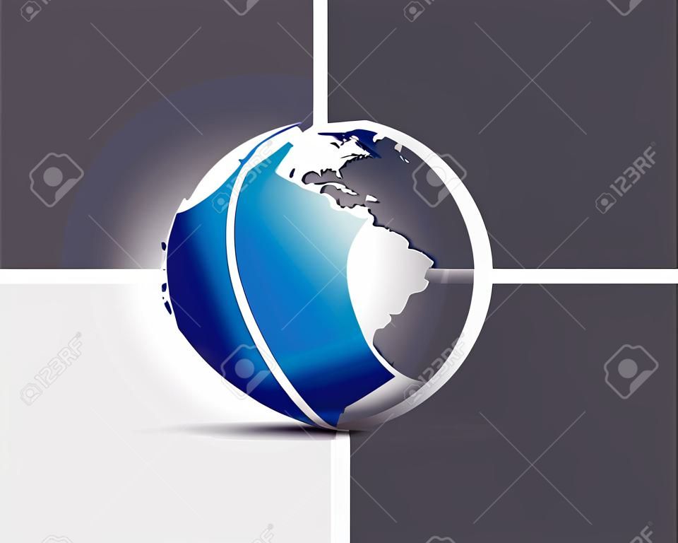 abstracte zakelijke pictogram met Aarde globe op witte en donkere achtergrond