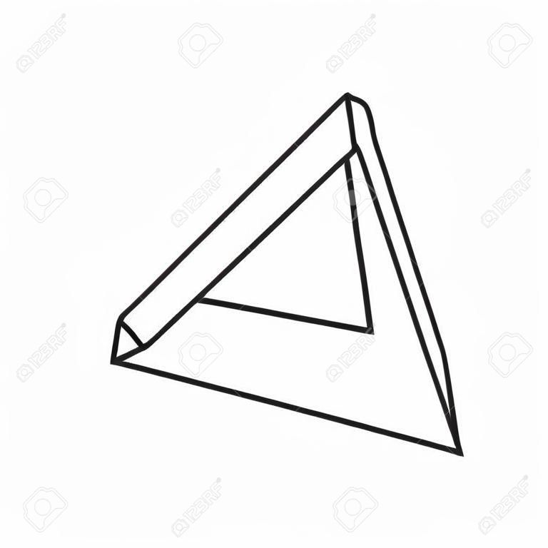 geometric shapes concept, 3d triangle icon over white background, line style, vector illustration