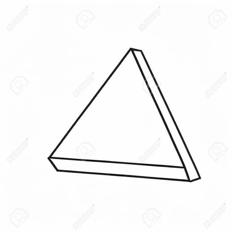geometric shapes concept, 3d triangle icon over white background, line style, vector illustration