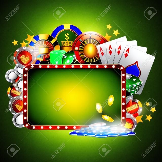 ilustración de objetos de casino en régimen de pensión