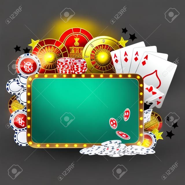 ilustración de objetos de casino en régimen de pensión