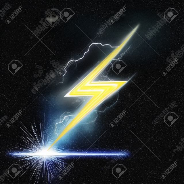 illustratie van sprankelende bliksemschicht met elektrisch effect