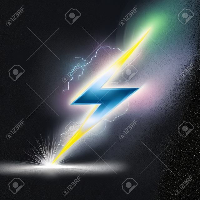 illustratie van sprankelende bliksemschicht met elektrisch effect