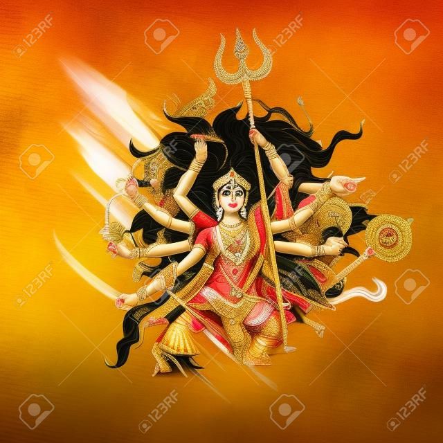 illustration of goddess Durga in Subho Bijoya (Happy Dussehra) background