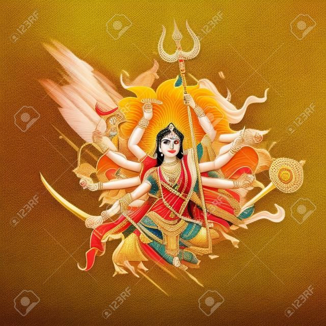 ilustración de la diosa Durga en Subho Bijoya (Happy Dussehra) de fondo