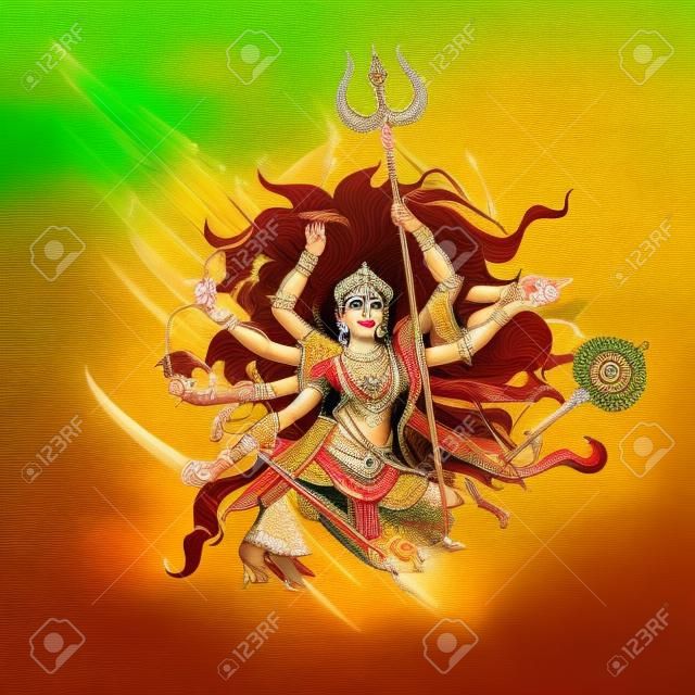 ilustración de la diosa Durga en Subho Bijoya (Happy Dussehra) de fondo