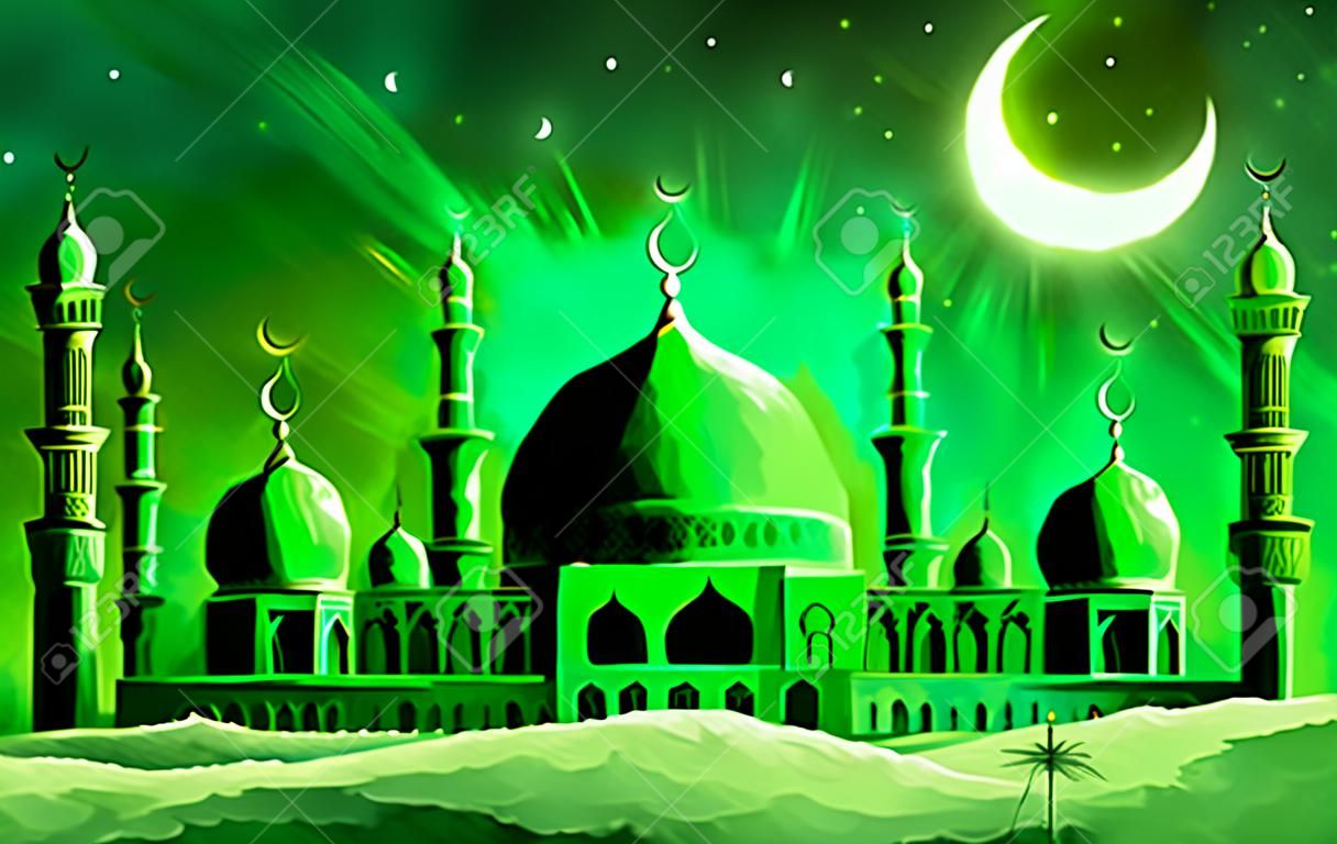 ilustração de Ramadan Kareem (Generous Ramadan) fundo