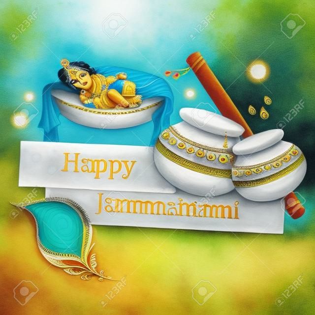 иллюстрация Господа Krishana в Счастливый Джанмаштами
