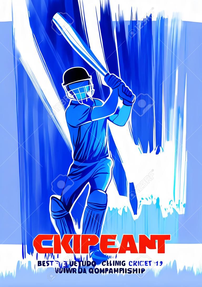 illustration of batsman playing cricket championship