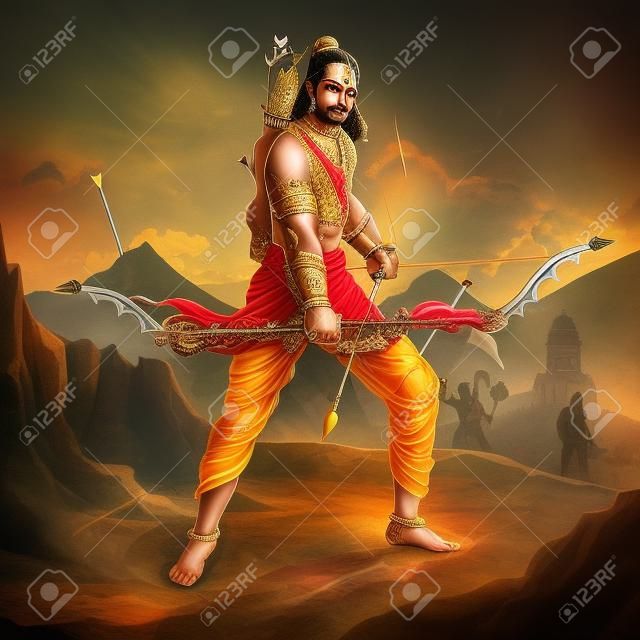 Lord Rama avec la flèche. Ravana