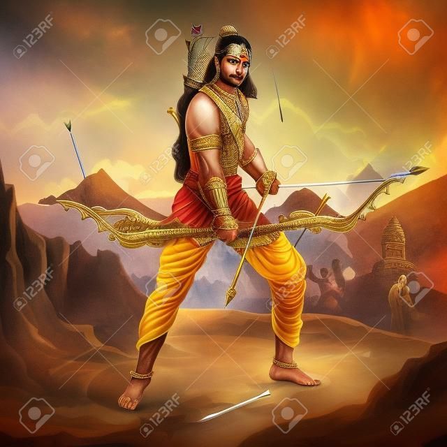 Lord Rama avec la flèche. Ravana
