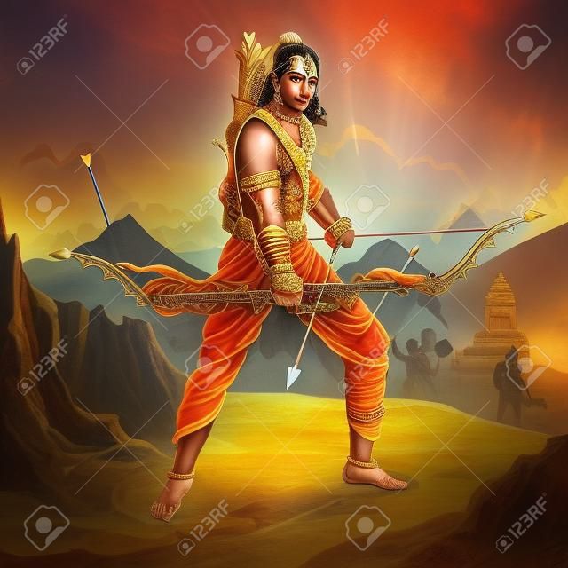 Signore Rama con la freccia. Ravana