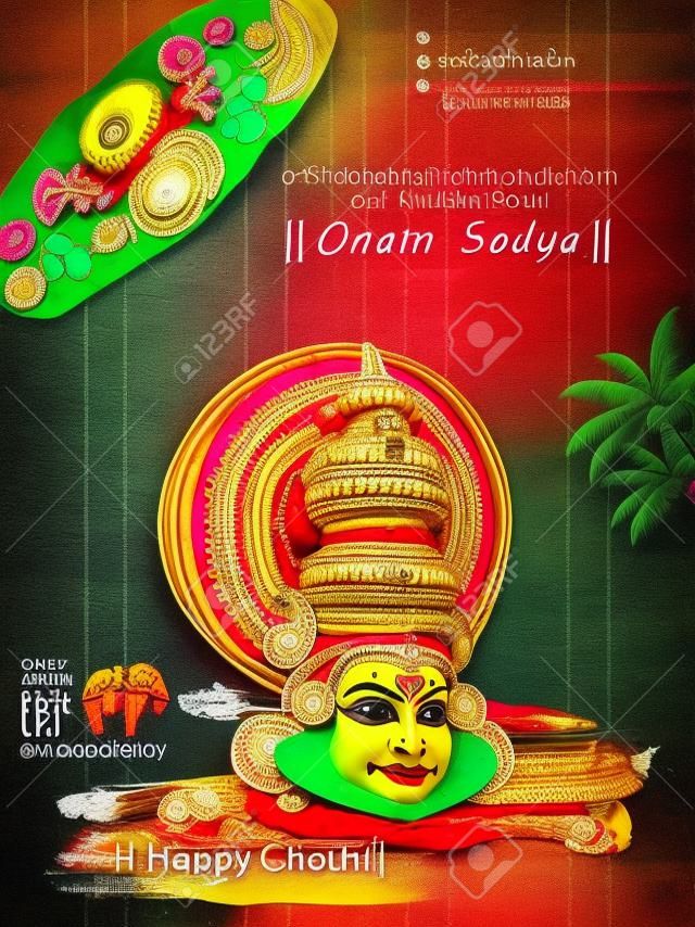 Kathakali dancer on for Happy Onam festival of South India Kerala
