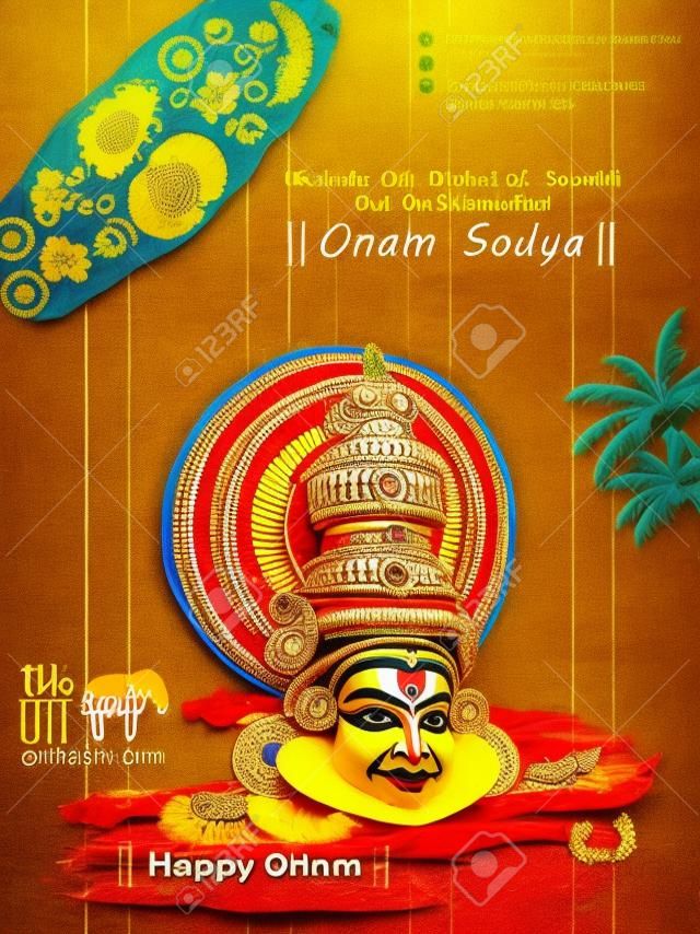 Kathakali dancer on for Happy Onam festival of South India Kerala