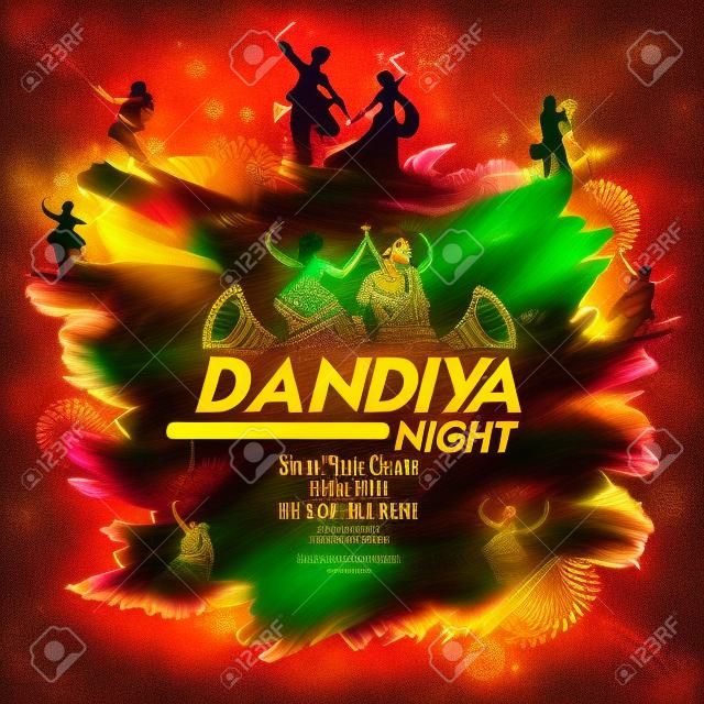 Paar spielt Dandiya in der Disco, Garba Nachtplakat
